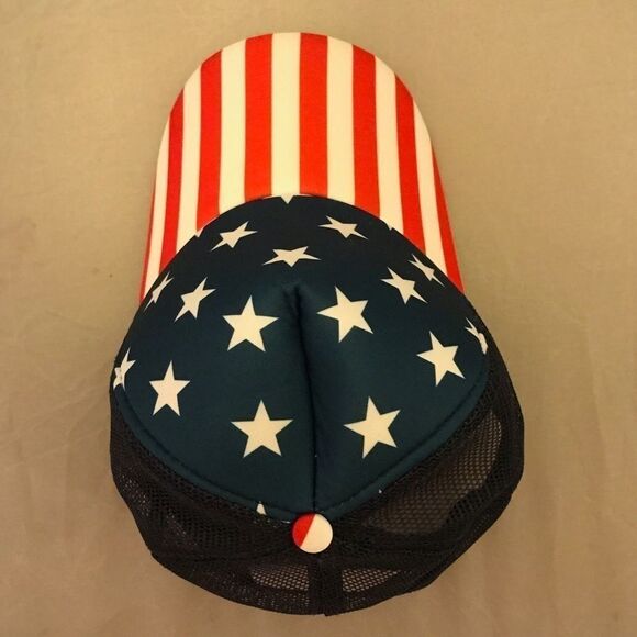 USA Stars & Stripes Red White and Blue SnapBack Trucker Hat - Picture 9 of 12